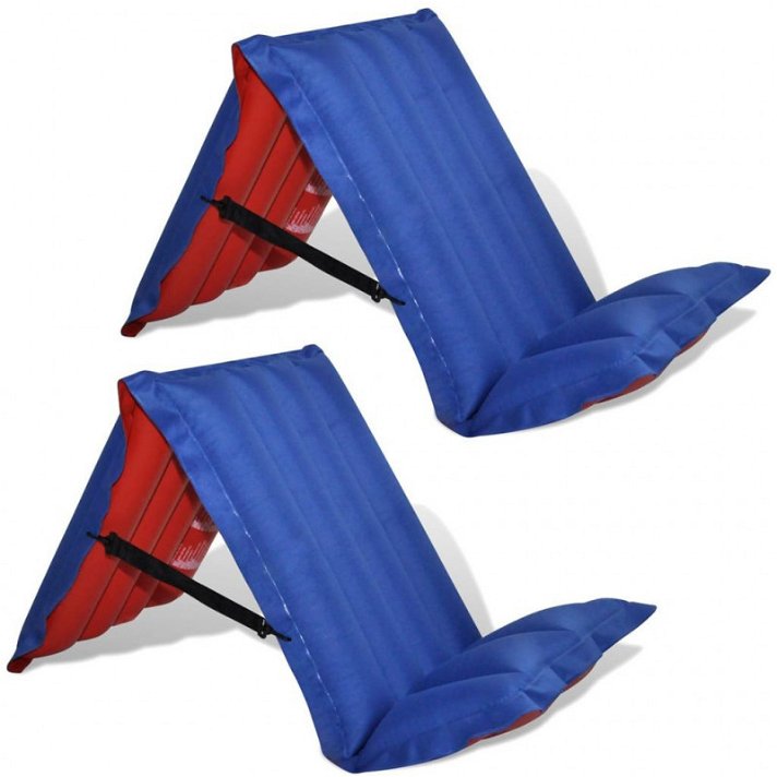 Confezione di due materassi da campeggio pieghevoli e gonfiabili in PVC di colore blu e rosso Life XL
