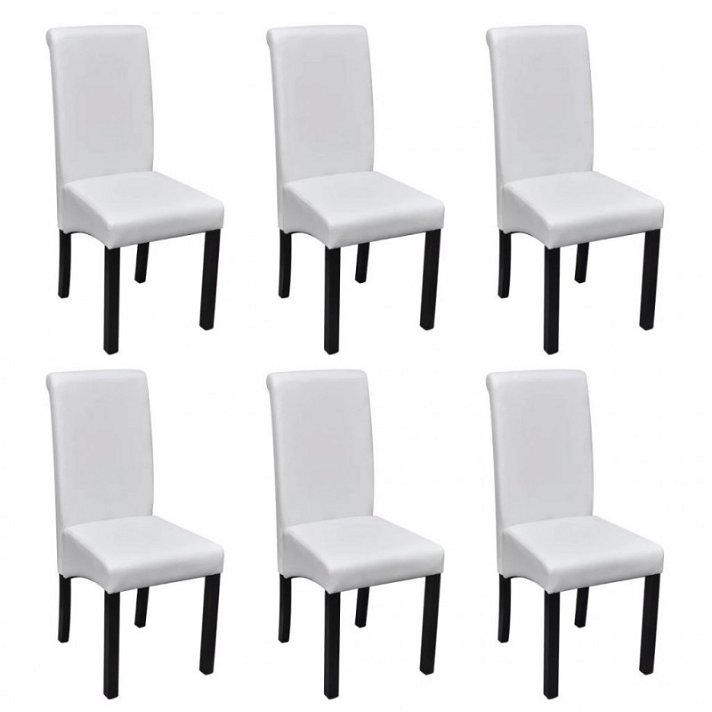 Cadeiras de jantar com 6 unidades de couro artificial branco VIDA XL