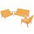 Set di divani per 6 persone struttura in legno e rivestimento in tessuto giallo Vida XL