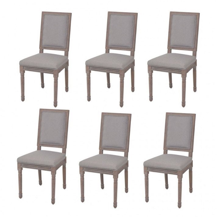Cadeiras de jantar 6 unidades em tecido cinzento claro Vida XL