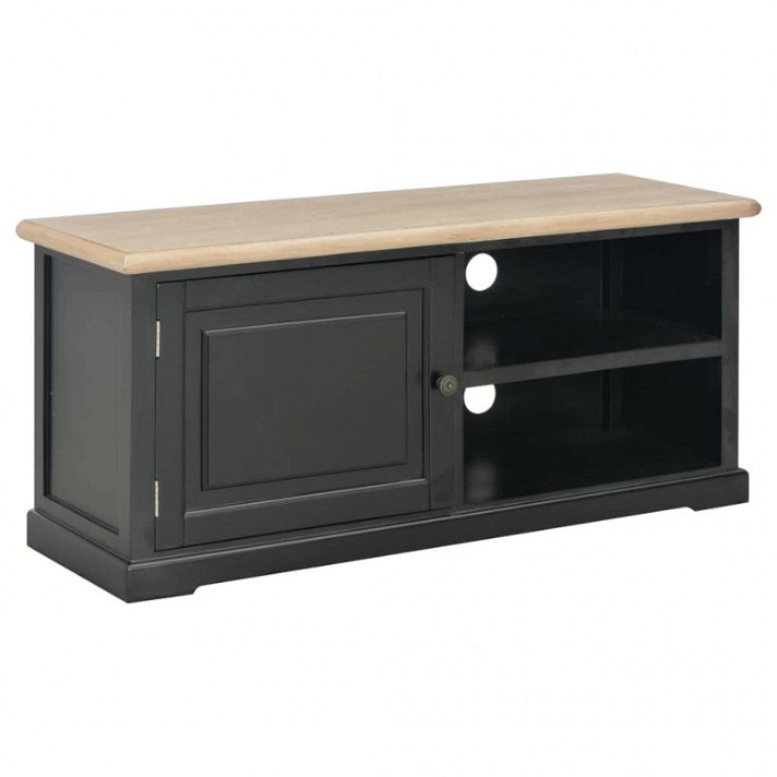 Mueble para TV de 90 cm color negro fabricado en madera maciza con amplio espacio de almacenamiento Vida XL
