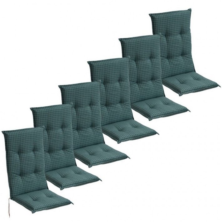 almofada de cadeira de jardim vidaXL 6 peças 117x49 cm azul
