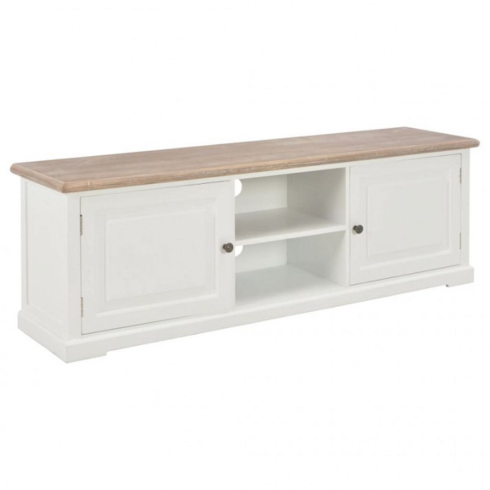 Mueble de TV de 120 cm color blanco con puertas y compartimientos fabricado en madera Vida XL