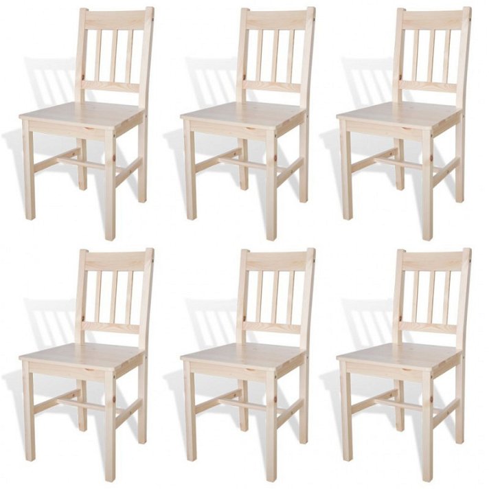Lot de chaises de salle à manger en bois de pin avec une finition en couleur naturelle Vida XL