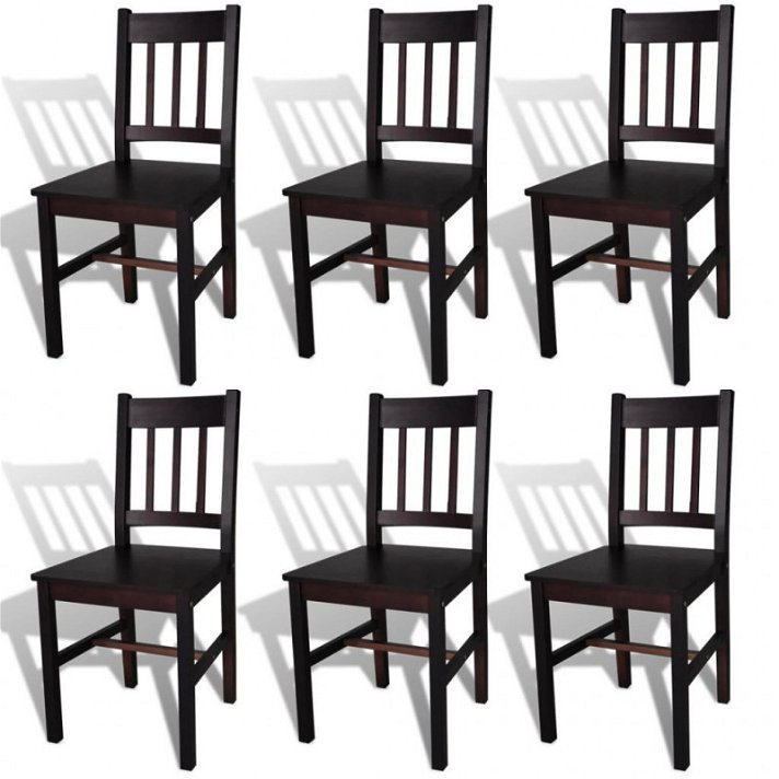Set di sedie per la sala da pranzo in legno di pino con finitura colore marrone Vida XL