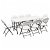 Set pieghevole di tavolo e sedie da giardino con finitura di colore bianco Vida XL