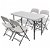Set da giardino tavolo e sedie pieghevoli con finitura di colore bianco Vida XL