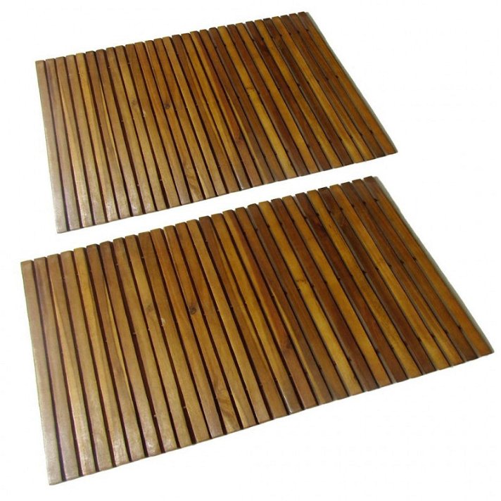 Conjunto de alfombras para baño fabricadas en madera de acacia 80x50 cm Vida XL