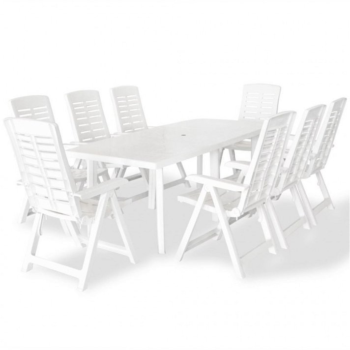 Set di tavolo e sedie bistrot da giardino in plastica di colore bianco Vida XL