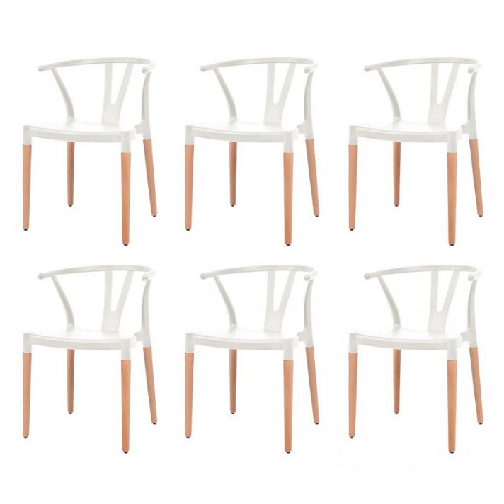 Cadeiras de jantar em plástico branco 6 unidades Vida XL