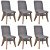 Cadeiras de jantar 6 pcs tecido cinzento e madeira maciça de carvalho Vida XL