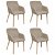 Set de 4 sillas de comedor con estructura de madera de roble y tapizadas en tela beige Vida XL