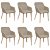 Set de 6 sillas de comedor con estructura de madera de roble y tapizadas en tela beige Vida XL