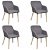 Lot de 4 chaises de salle à manger avec structure en bois de chêne et revêtement en tissu gris clair Vida XL