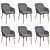 Lot de 6 chaises de salle à manger avec structure en bois de chêne et revêtement en tissu gris clair Vida XL