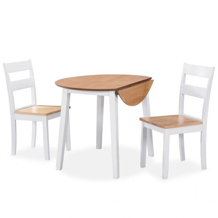 Mesa de jantar redonda rebatível com 2 cadeiras Vida XL