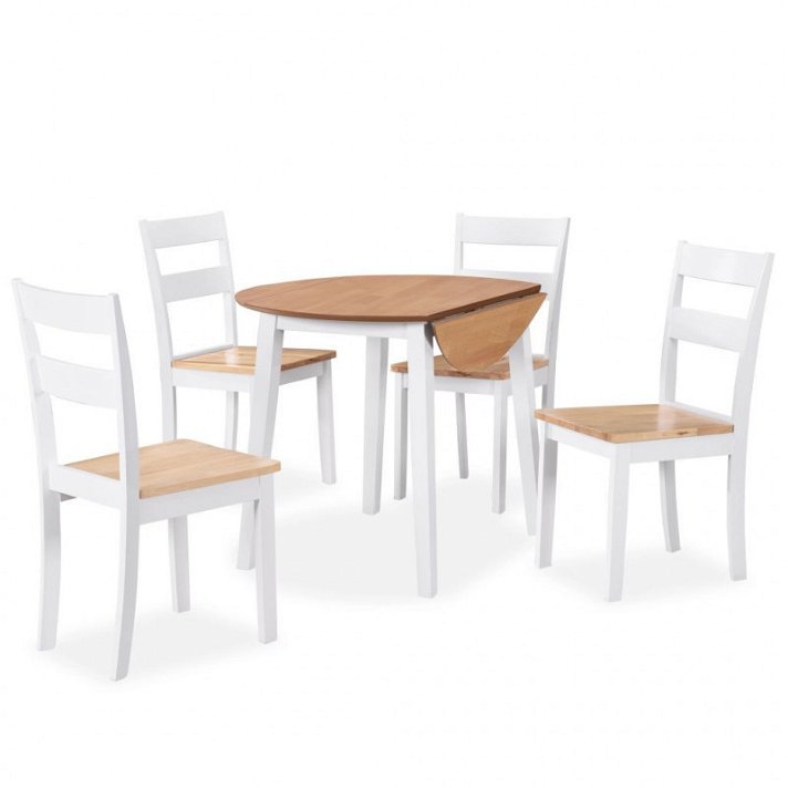 Mesa de jantar redonda rebatível com 4 cadeiras Vida XL