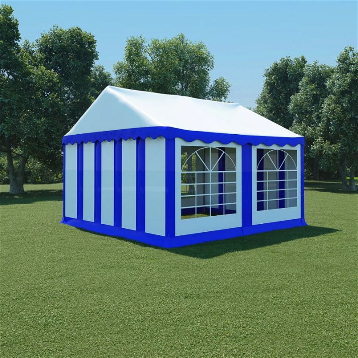 Tenda de jardim em PVC 4x4 m azul e branco Vida XL