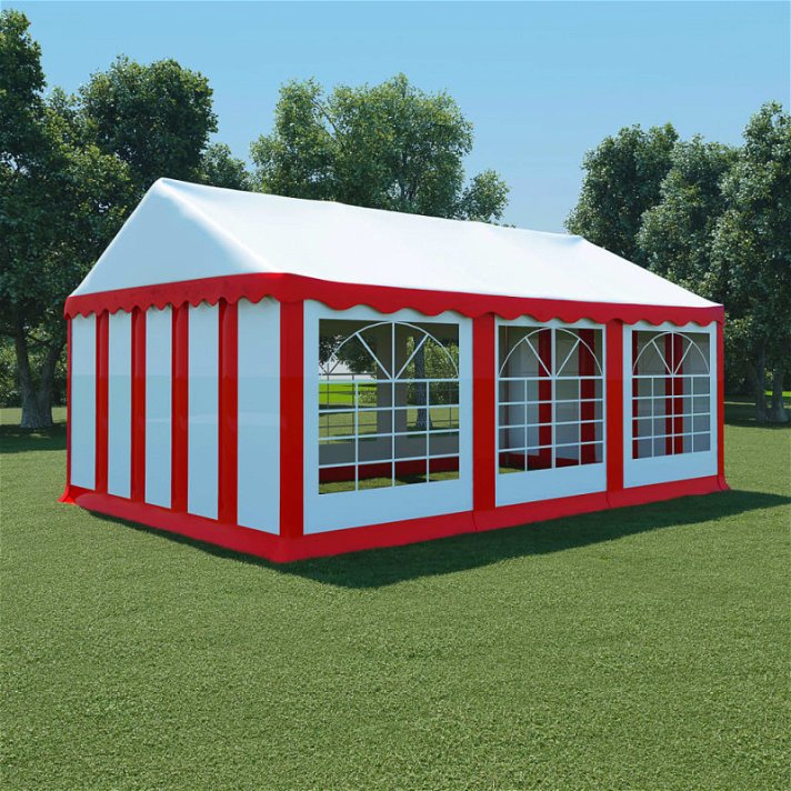 Tenda de jardim em PVC 4x6 m vermelha e branca Vida XL