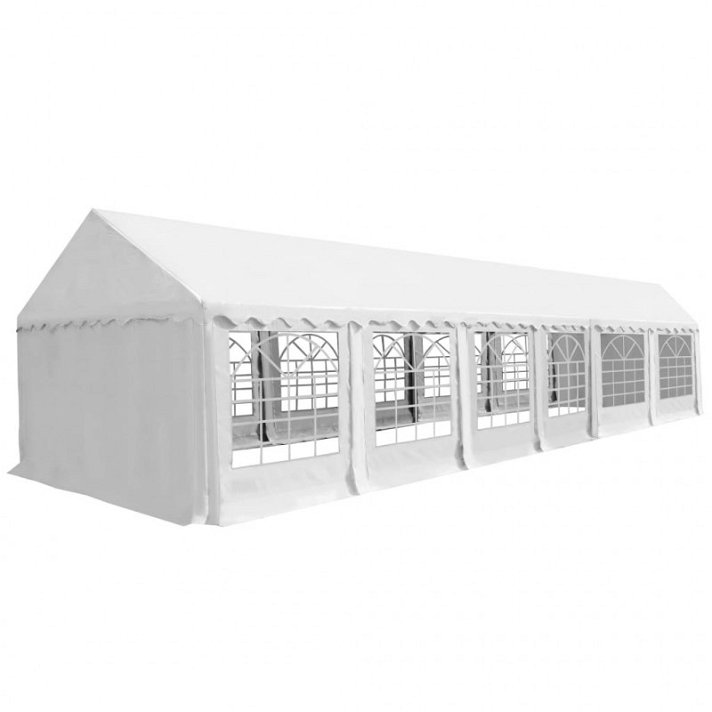Tenda para jardim com estrutura de aço galvanizado e cobertura de PVC de cor branco Vida XL