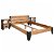 Estrutura de cama para colchão de 140x200 cm com 2 mesas de cabeceira em acácia e aço pintado Vida XL