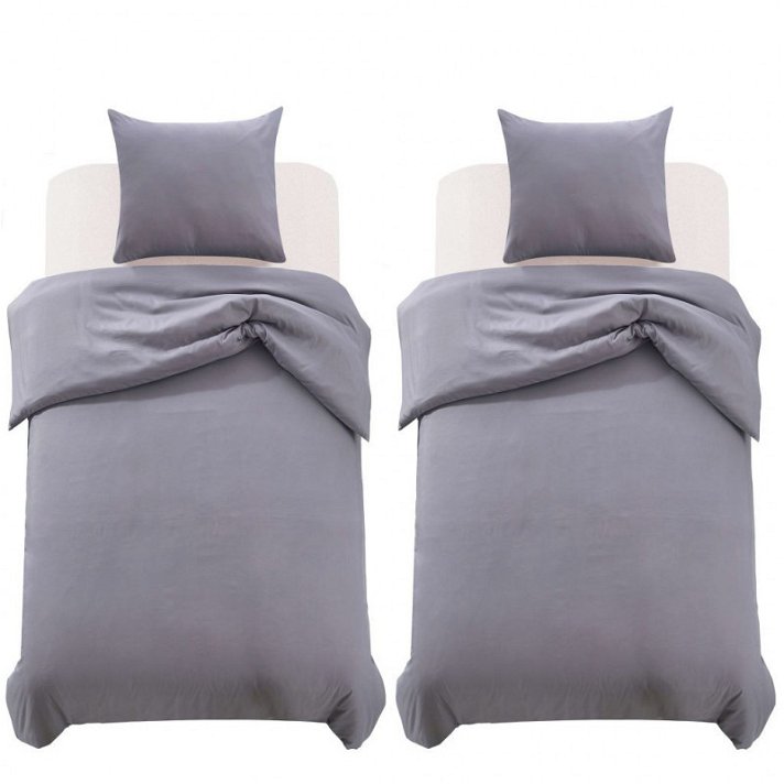 Conjunto de duas capas de edredão e fronhas para cama de 140x200 cm em cinzento antracite Vida XL