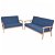 Set di divani per 5 persone struttura in legno e rivestimento in tessuto blu Vida XL