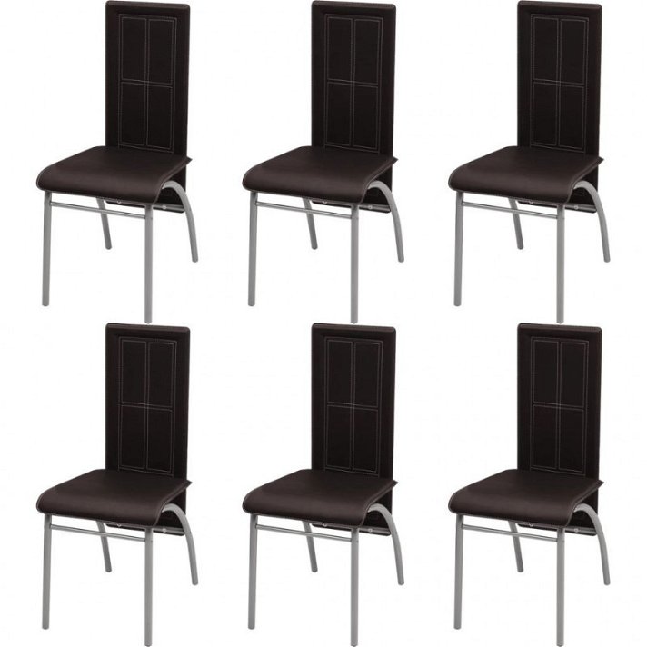 Pacote de cadeiras de couro estofadas 44x95 cm cor castanha Vida XL