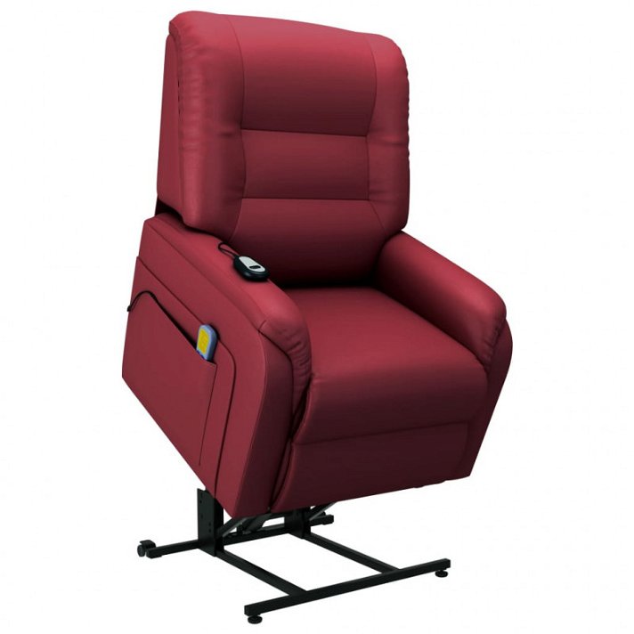 Cadeira de massagem reclinável em couro sintético Vida XL de cor vinho tinto de 82 cm