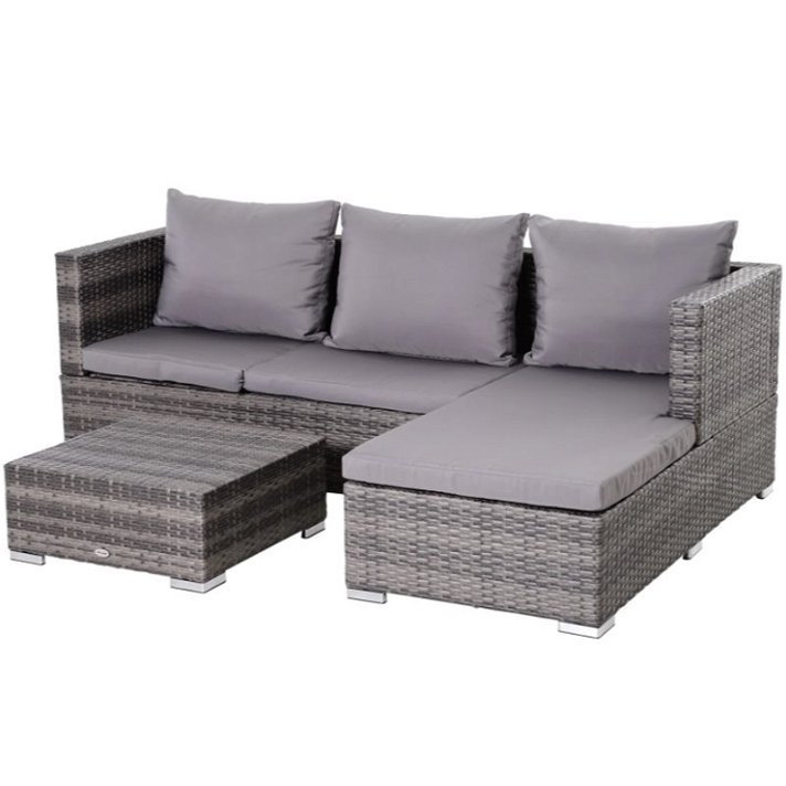 Conjunto de sofás e mesa cor cinzento-claro Outsunny