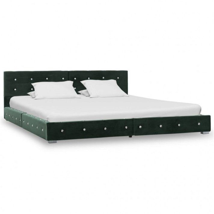 Estructura de cama hecha de hierro con recubrimiento de terciopelo verde para colchón de 180x200 cm Vida XL