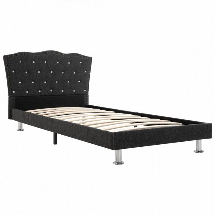 Estructura de cama de tela gris oscura 90 cm Vida XL