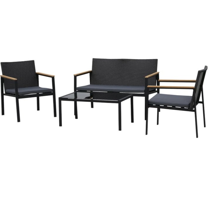 Conjunto de sillones y mesa gris y negro Outsunny