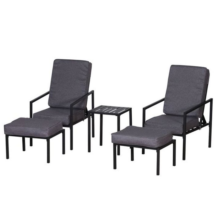 Conjunto de cadeiras mesa e apoios para pés 5 peças Outsunny