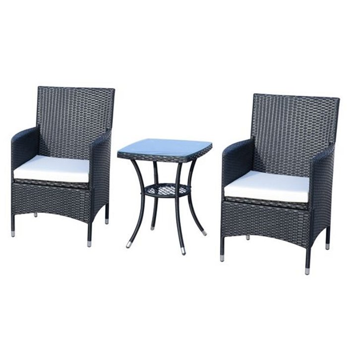 Conjunto de sillas y mesa negro Outsunny
