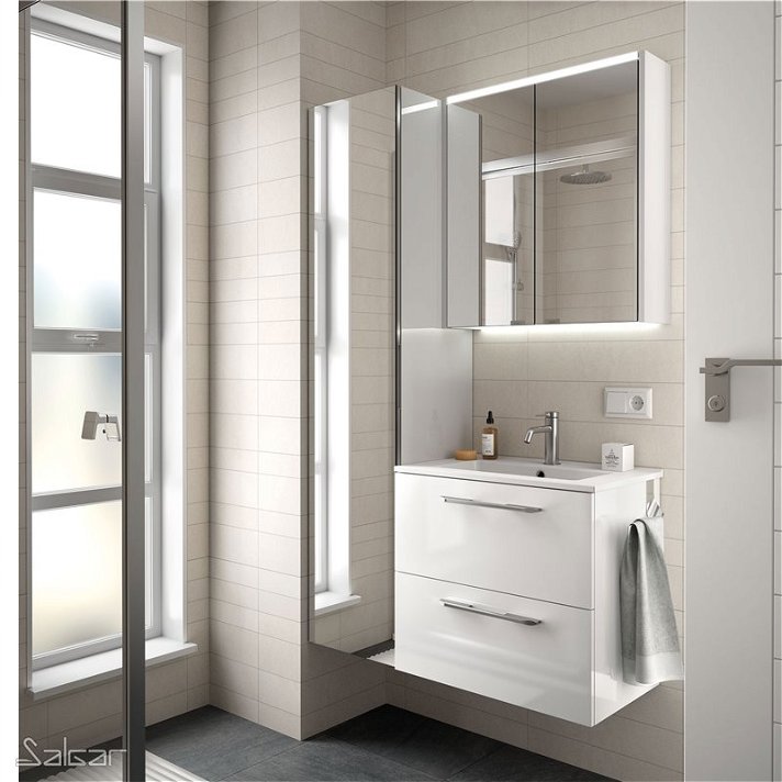 Mueble de baño de 61 cm con lavabo incluido y fondo reducido de acabado blanco S35 Salgar