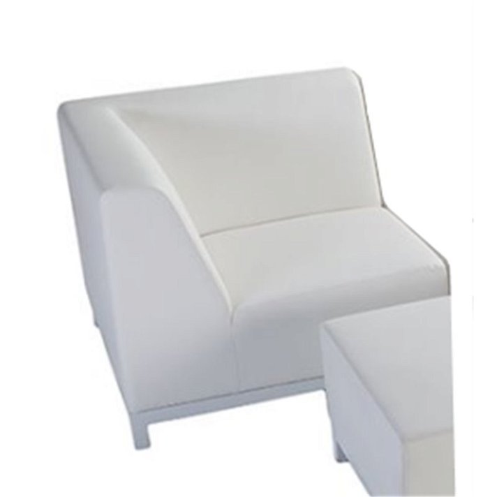 Sofá blanco esquina para exterior fabricado con aluminio y tapizado en Stamskin color blanco Cloud Resol
