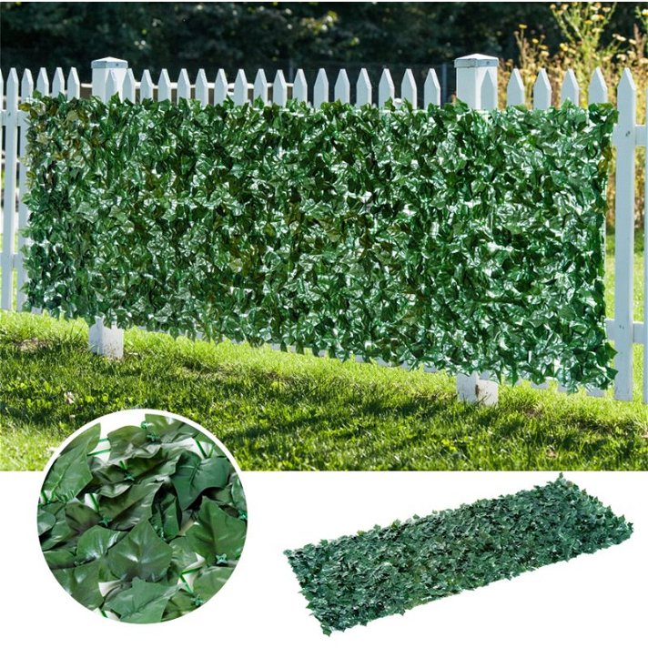Seto artificial de jardín para vallas 300 cm con hojas de enredaderas en acabado color verde Outsunny