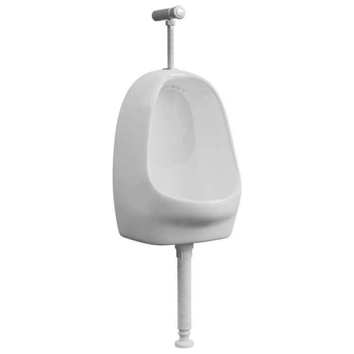Urinario de pared blanco con válvula de descarga VidaXL