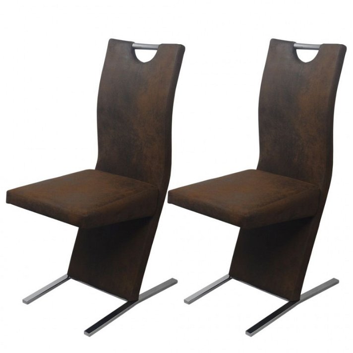 Set di sedie per sala da pranzo moderne di tessuto marrone Vida XL