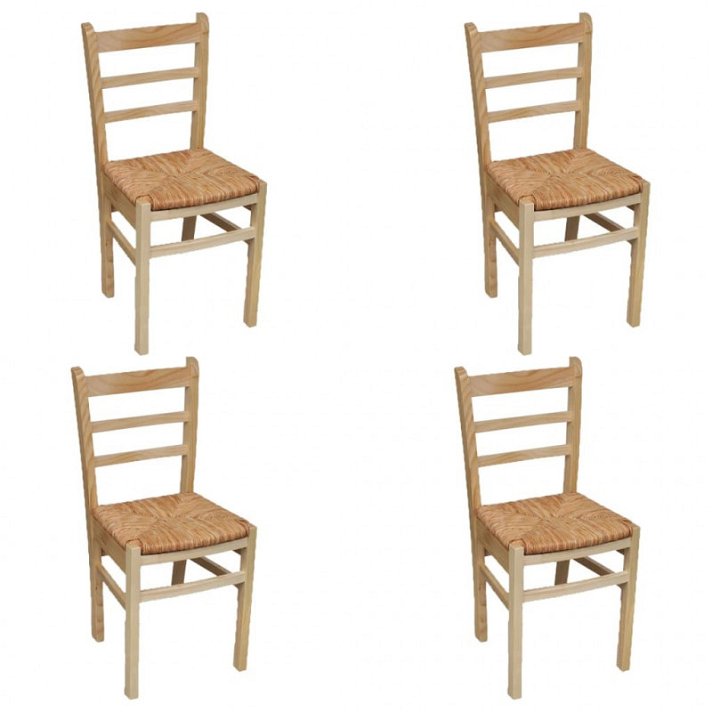Pacote de cadeiras de jantar feitas de madeira de pinho e junco com acabamento de cor natural Vida XL