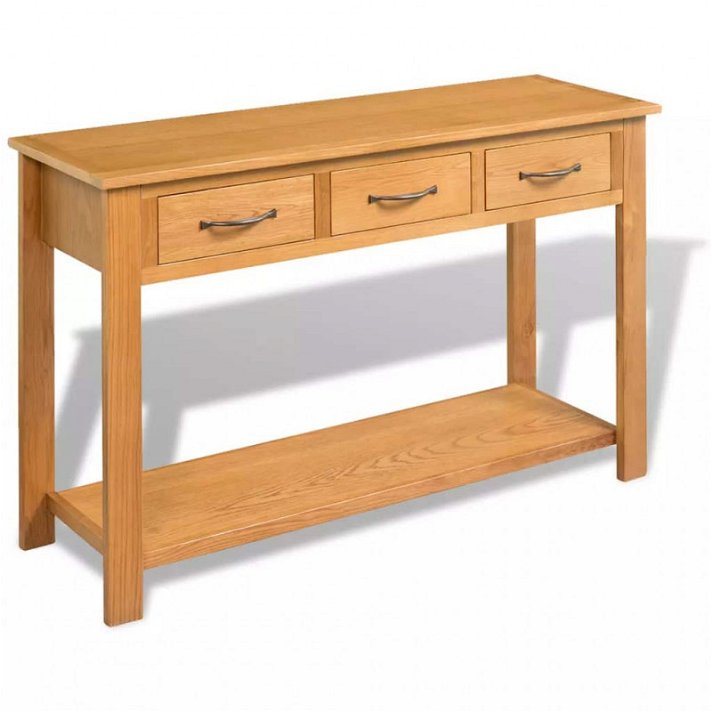 Table console au style basique en bois de chêne revêtu de MDF et de 118x35x77 cm VidaXL