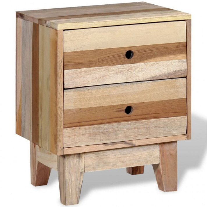 Mesa de cabeceira de 40 cm madeira reciclada bege Vida XL