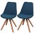 Set di sedie per sala da pranzo plastica e legno di faggio con finitura naturale e blu Vida XL