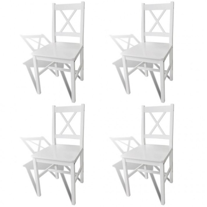 Set di sedie da pranzo in legno di pino massiccio colore bianco Vida XL