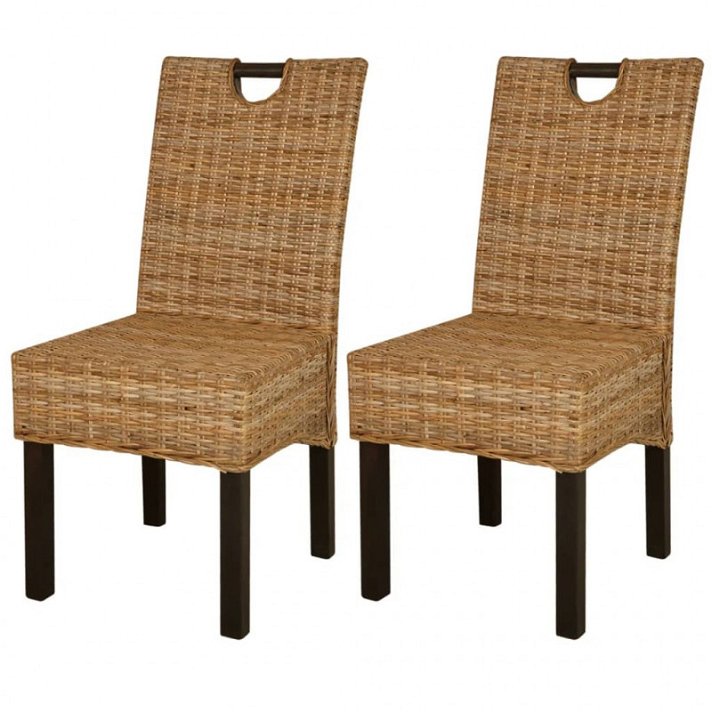 Lot de deux chaises fabriqué en rotin kubu et en bois de manguier de couleur marron VidaXL