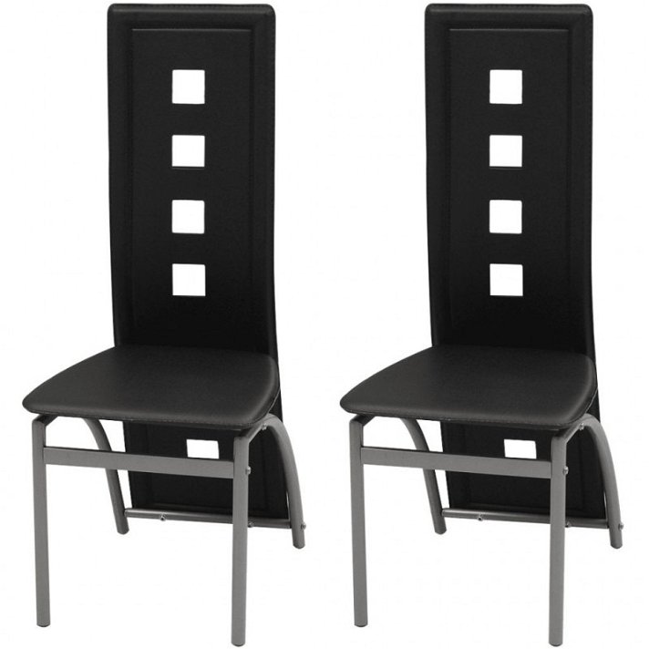 Conjunto de cadeiras de couro sintético com pernas de aço preto VidaXL