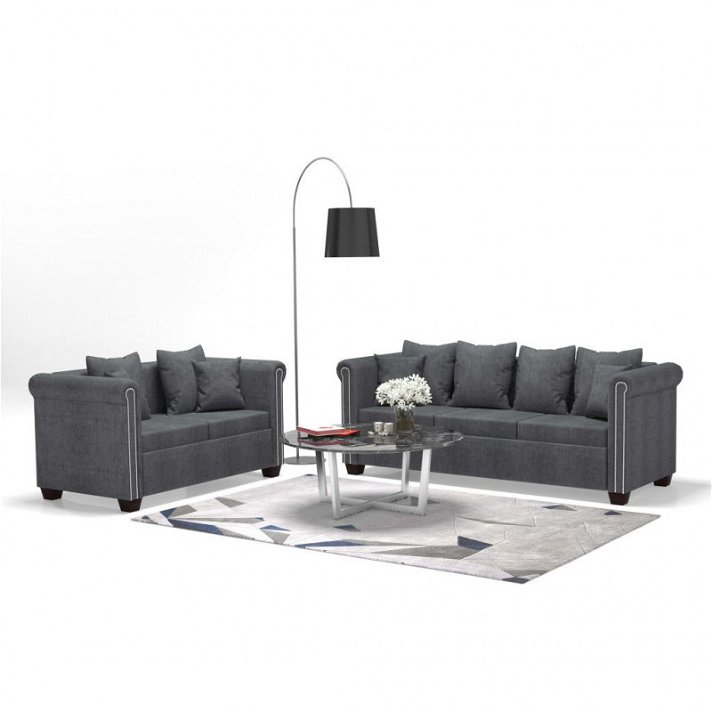 conjunto de sofá de tecido vidaXL 2 peças, cor cinza escuro