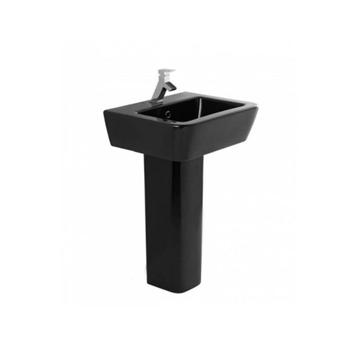Lavabo con pedestal de 55 cm hecho de vitreous china en acabado color negro ADVANCE Unisan