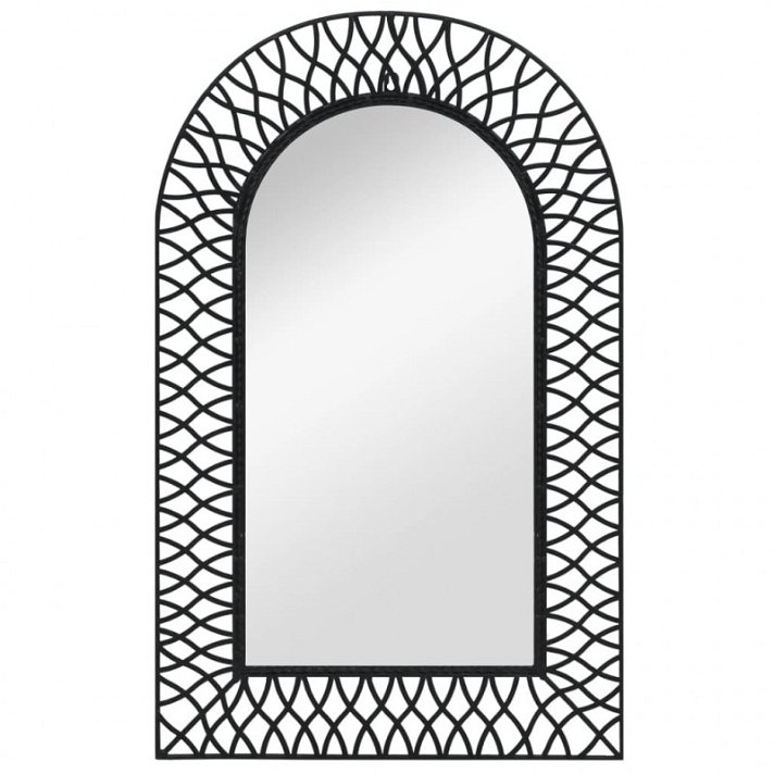 Espejo de jardín con marco antiguo negro VidaXL